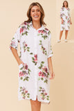 CKM - 3/4 SLEEVE FLORAL SHIRT MIDI DRESS