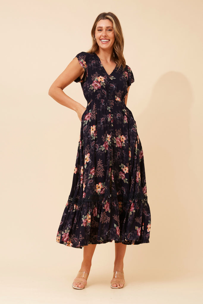 CKM - CAP SLEEVE MAXI DRESS