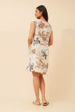 CKM - SHORT SLEEVE LEAF PRINTED DRESS