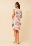 CKM - SHORT SLEEVE LEAF PRINTED DRESS