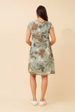 CKM - SHORT SLEEVE LEAF PRINTED DRESS