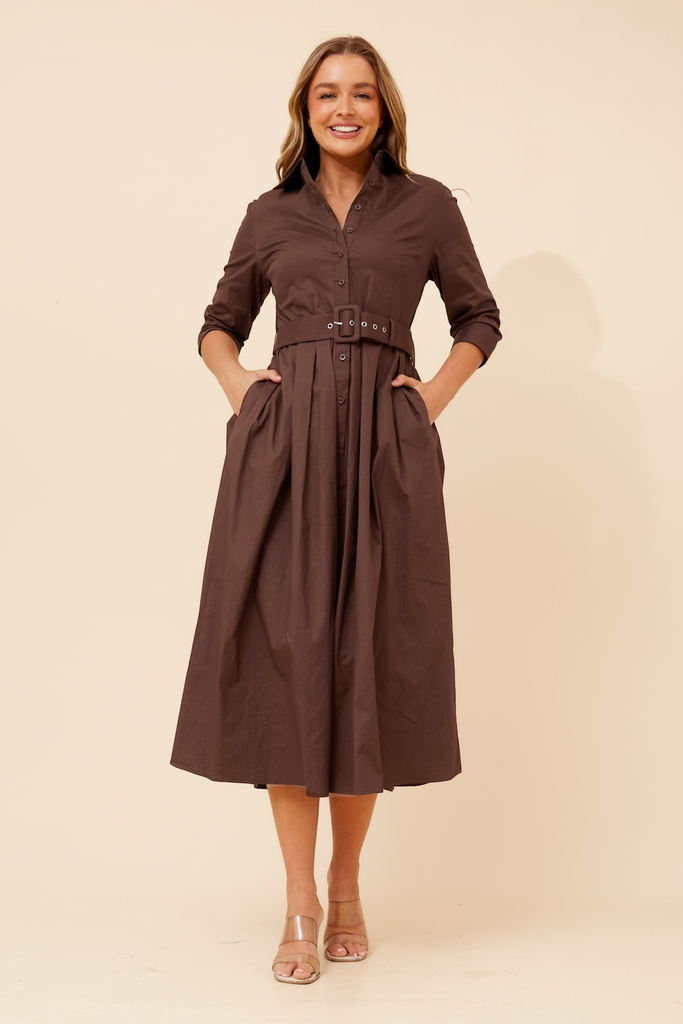 CKM - 3/4 SLEEVE DRESS WITH BELT