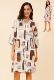 BOTTEGA MODA - SHORT SLEEVE PRINTED SHIRT DRESS