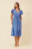CKM - SHORT SLEEVE BUTTON DETAIL DRESS