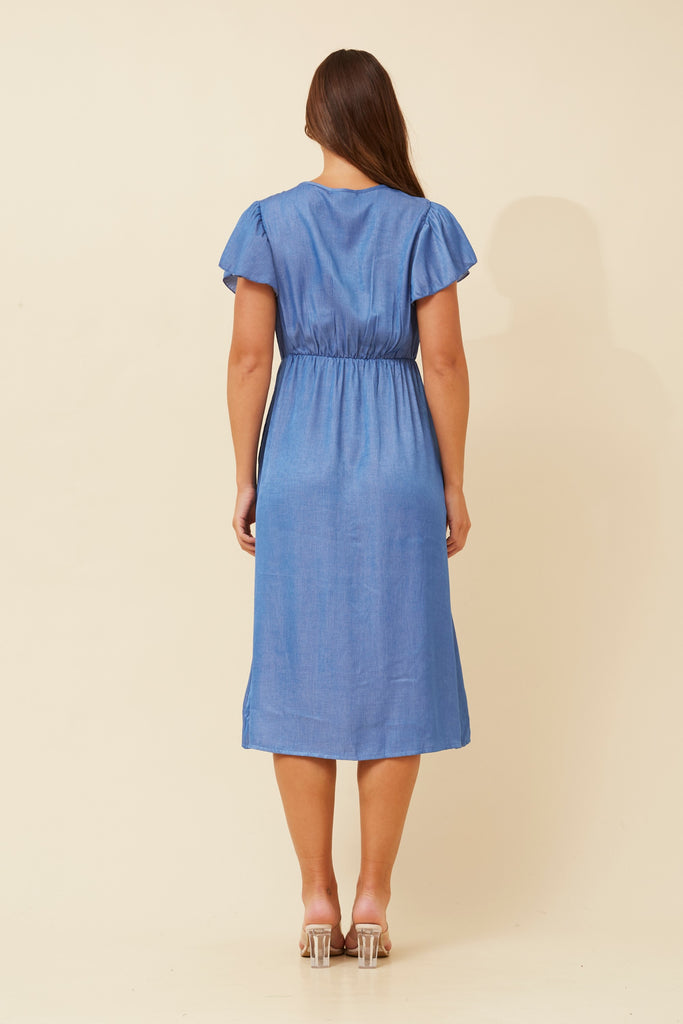 CKM - SHORT SLEEVE BUTTON DETAIL DRESS