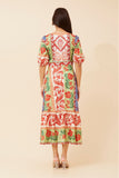 CKM - PUFF SLEEVE PRINTED CROSSOVER DRESS