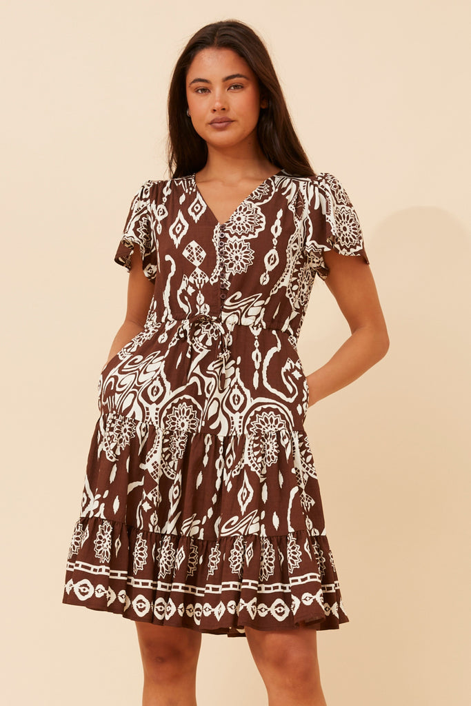 CKM - PATTERNED TIE DRESS