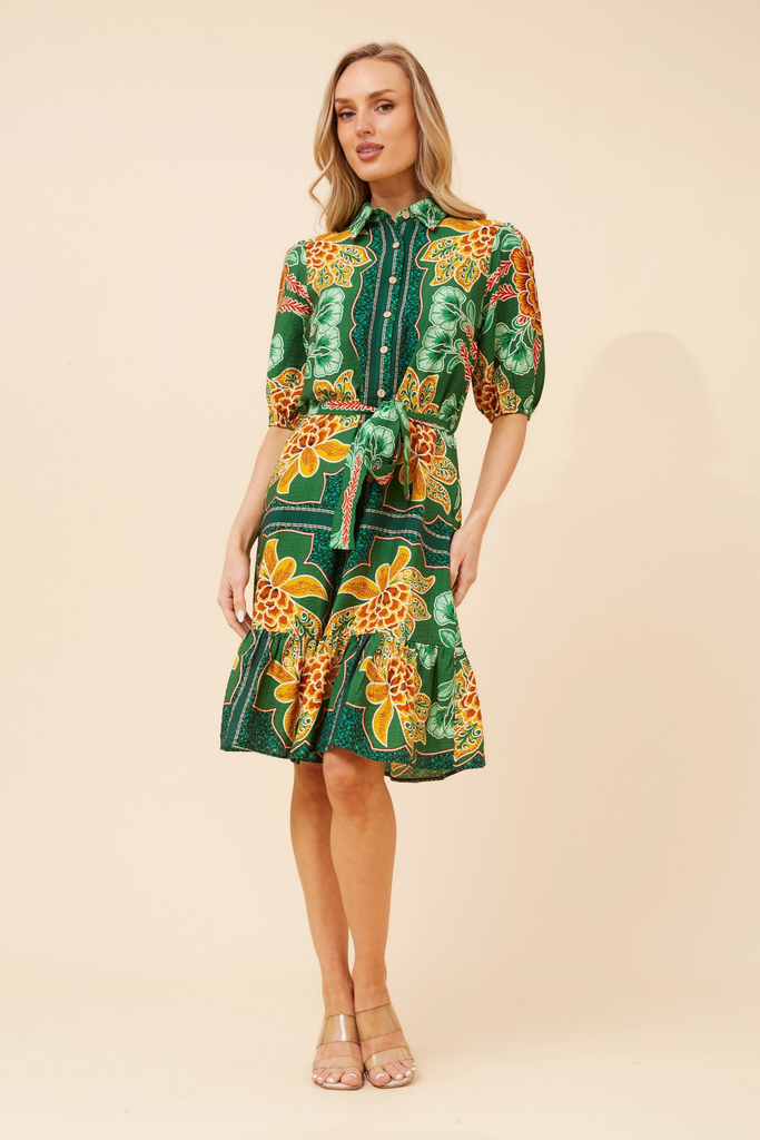 CKM - SHORT PUFF SLEEVE SHIRT DRESS