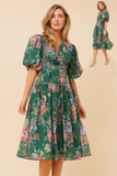 CKM - SHORT SLEEVE FLORAL PRINT DRESS