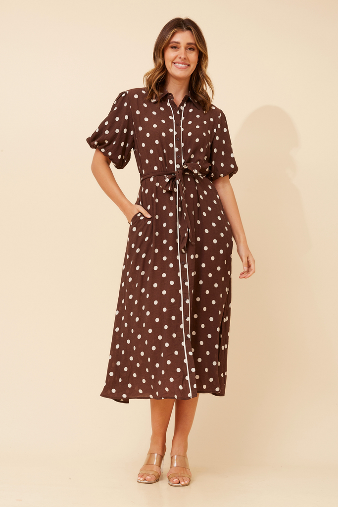 CKM - CAP SLEEVE BUTTON DOWN DRESS