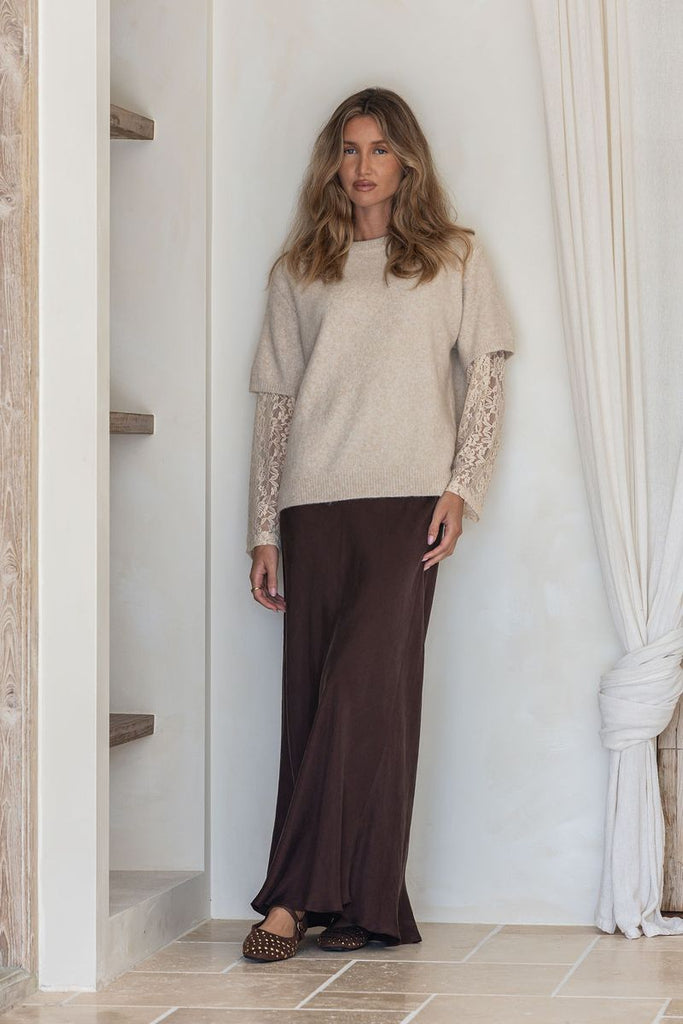MIRACLE - LACE SLEEVE OVERLAY KNIT