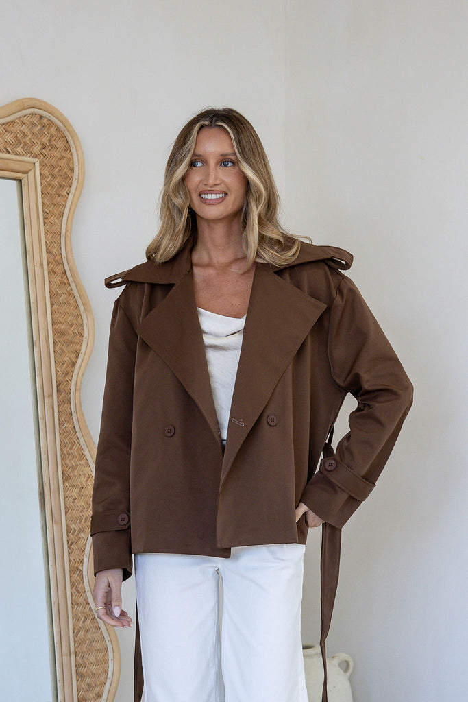 SMAIBULUN - TIE CROP TRENCH COAT