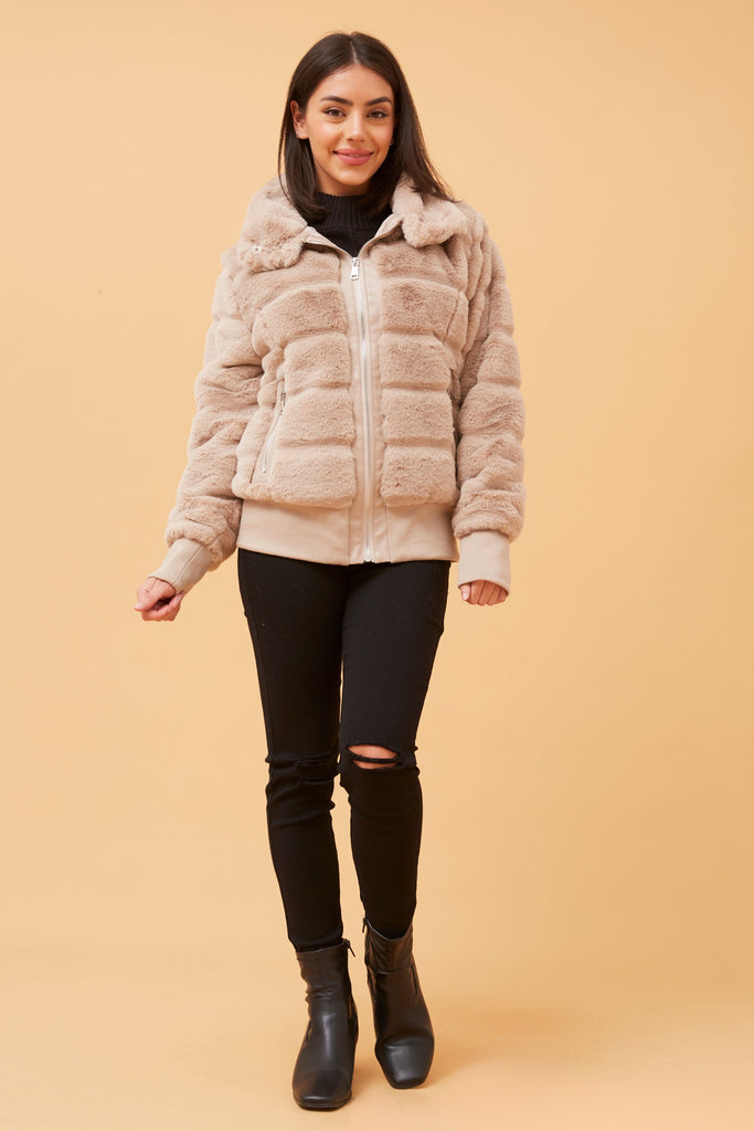 CKM - LONG SLEEVE BOMBER FUR JACKET
