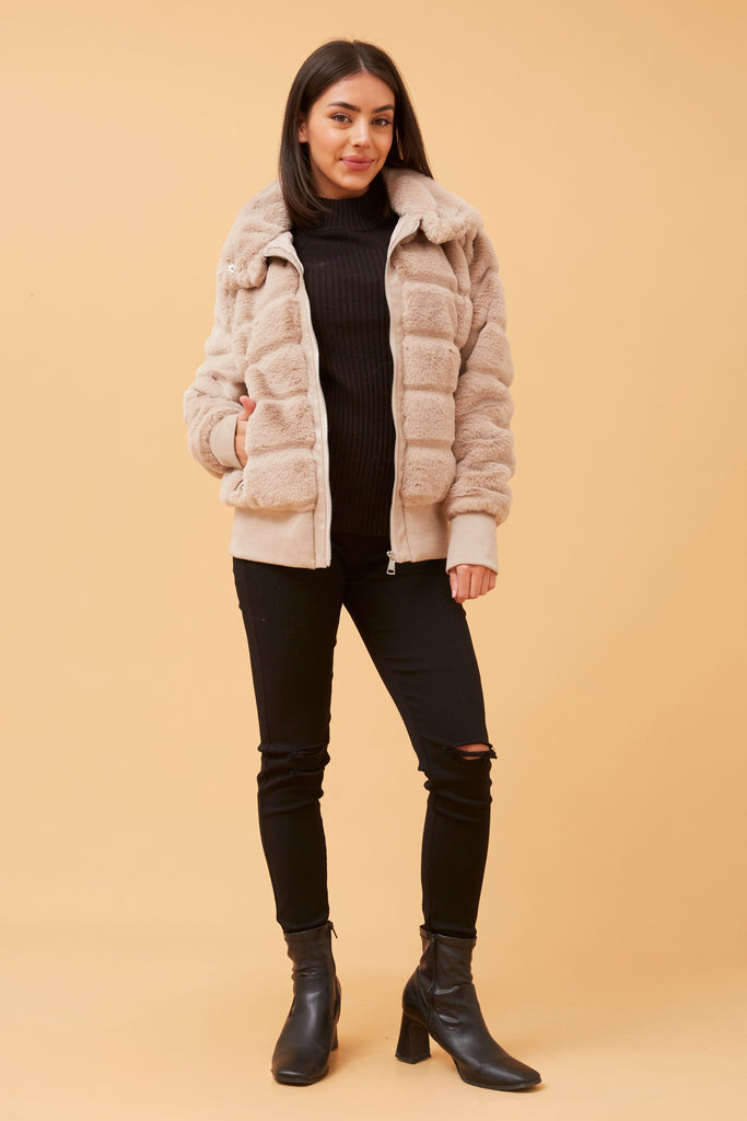 CKM - LONG SLEEVE BOMBER FUR JACKET