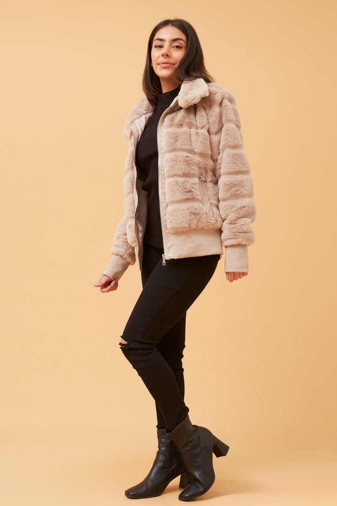 CKM - LONG SLEEVE BOMBER FUR JACKET
