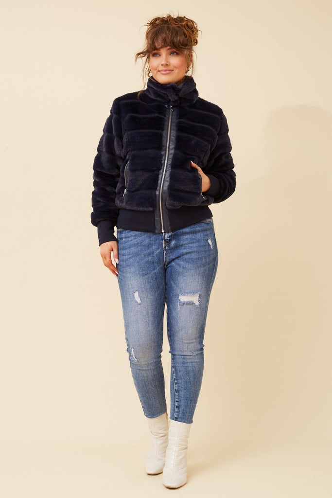 CKM - LONG SLEEVE BOMBER FUR JACKET