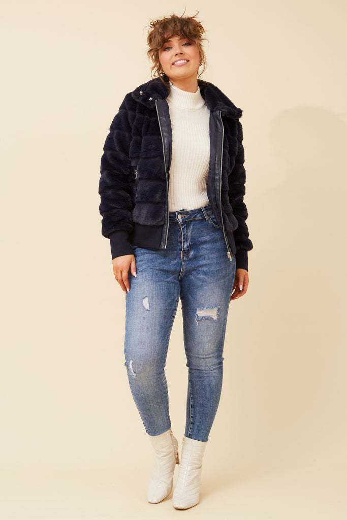CKM - LONG SLEEVE BOMBER FUR JACKET