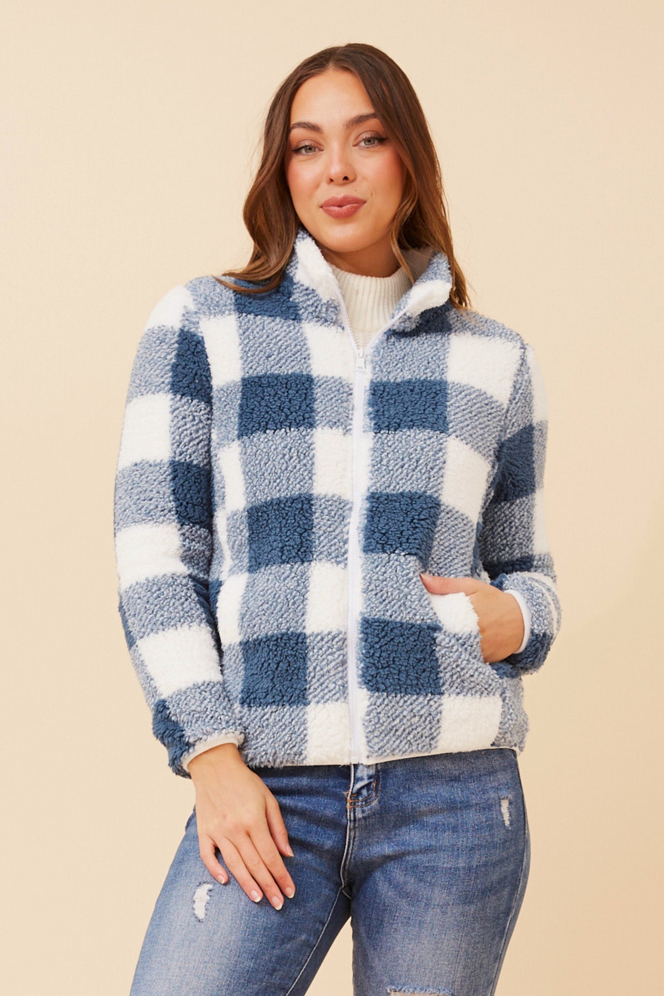 CKM - LONG SLEEVE TEDDY FUR JACKET