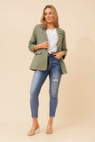 CKM - 3/4 RUCHED SLEEVE LINEN JACKET