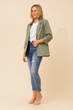 CKM - 3/4 RUCHED SLEEVE LINEN JACKET