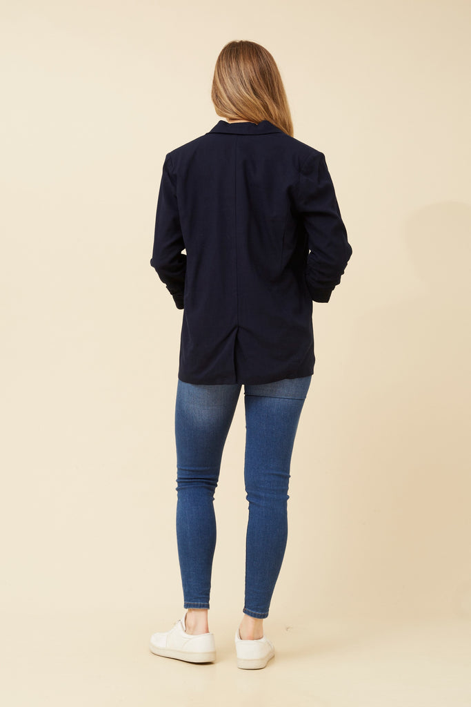 CKM - 3/4 RUCHED SLEEVE LINEN JACKET