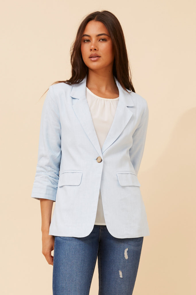 CKM - 3/4 RUCHED SLEEVE LINEN JACKET