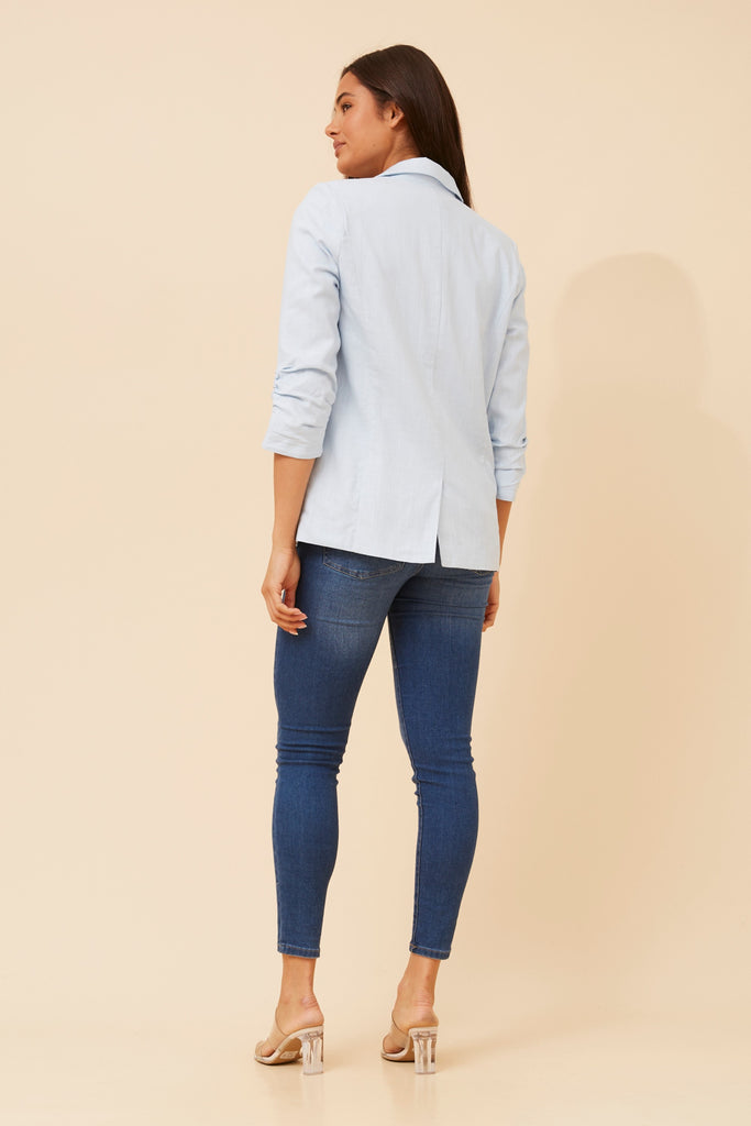 CKM - 3/4 RUCHED SLEEVE LINEN JACKET