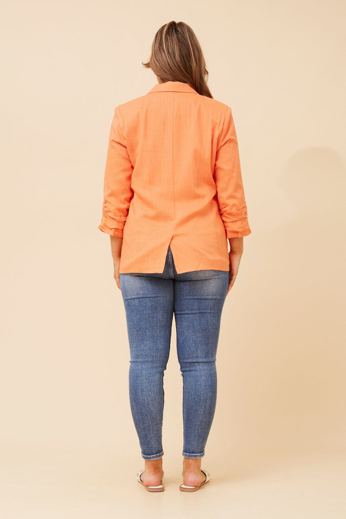 CKM - 3/4 RUCHED SLEEVE LINEN JACKET