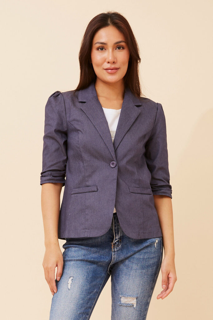 CKM - 3/4 RUCHED SLEEVE BLAZER
