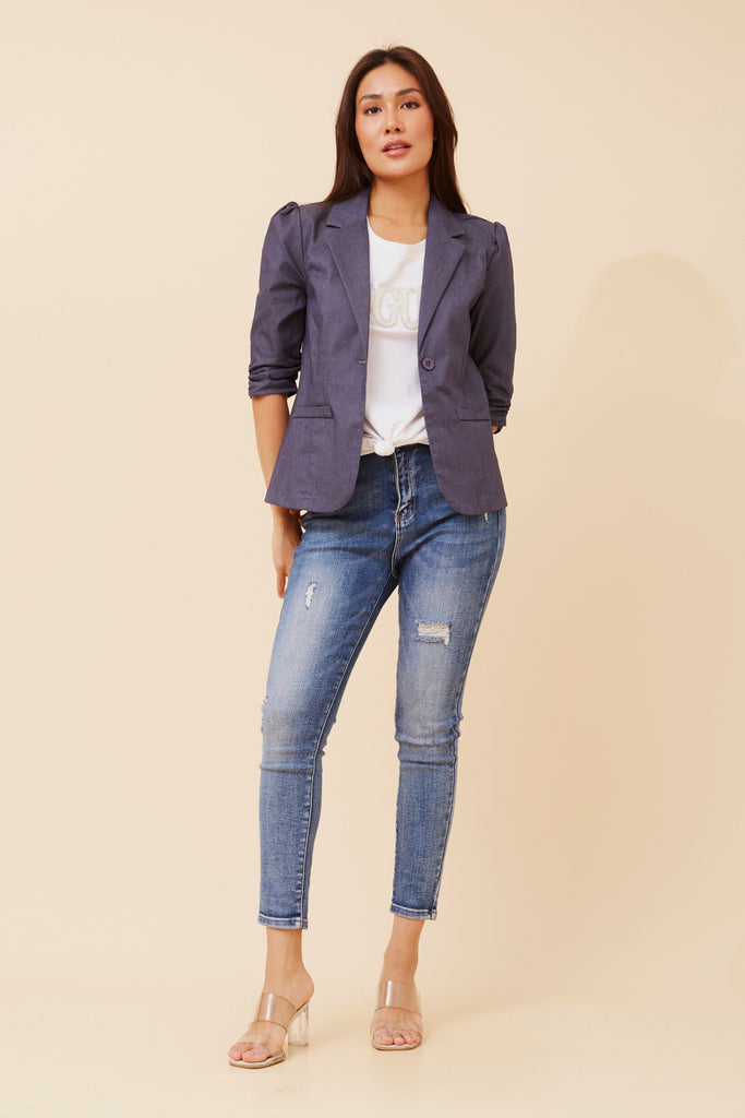 CKM - 3/4 RUCHED SLEEVE BLAZER