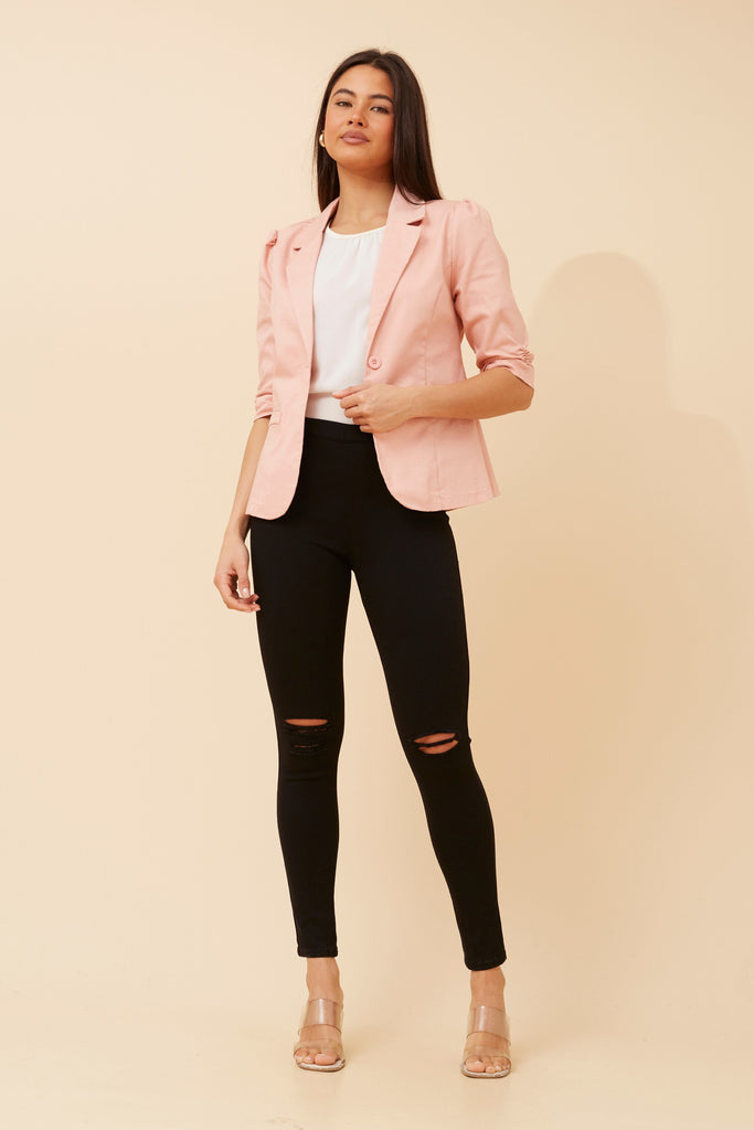 CKM - 3/4 RUCHED SLEEVE BLAZER
