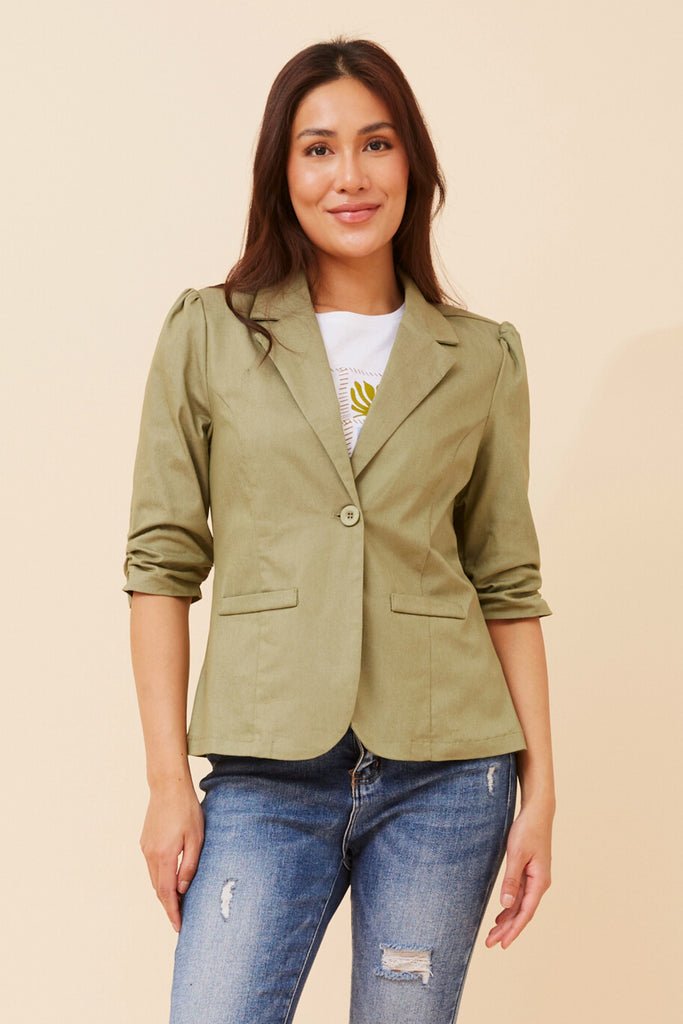 CKM - 3/4 RUCHED SLEEVE BLAZER