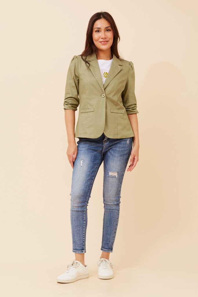 CKM - 3/4 RUCHED SLEEVE BLAZER