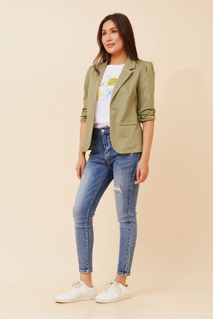 CKM - 3/4 RUCHED SLEEVE BLAZER