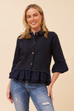 CKM - 3/4 SLEEVE FRILL DENIM JACKET