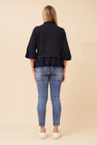 CKM - 3/4 SLEEVE FRILL DENIM JACKET