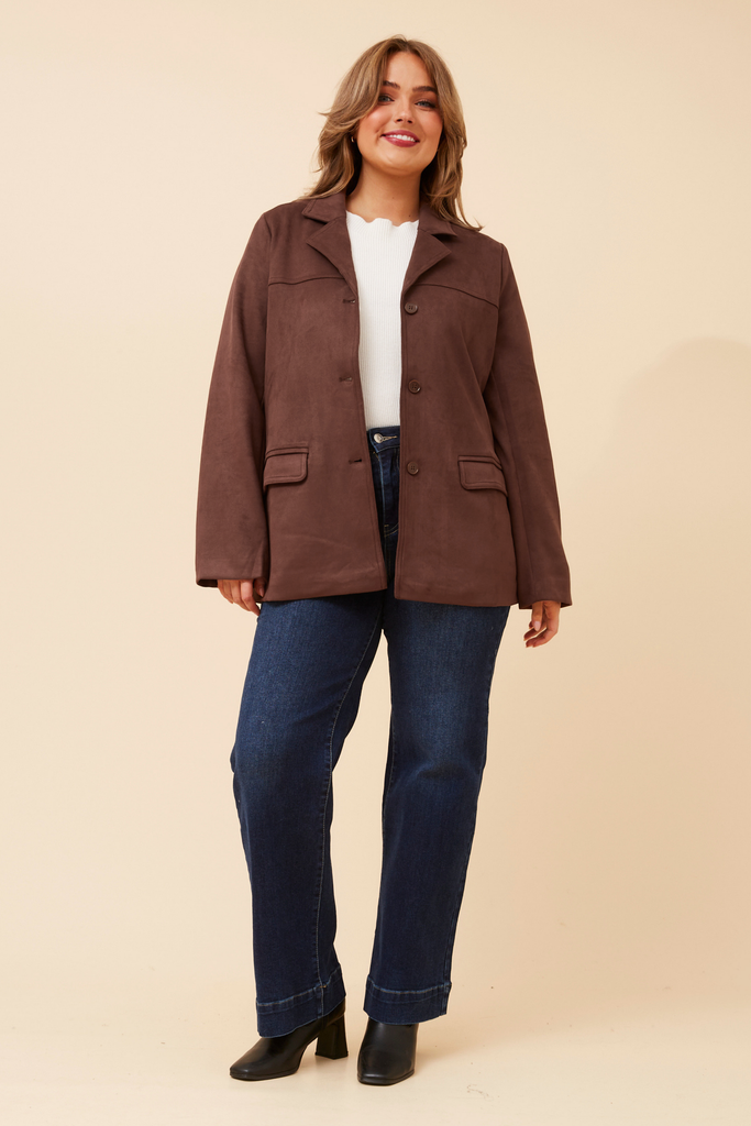 CKM - LONG SLEEVE FAUX SUEDE JACKET