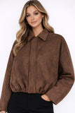 CKM - LONG DOLMAN SLEEVE BUBBLE HEM SUEDETTE JACKET