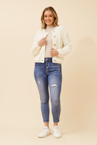 CKM - CHUNKY RIB KNIT CARDI WITH PATCH POCKETS