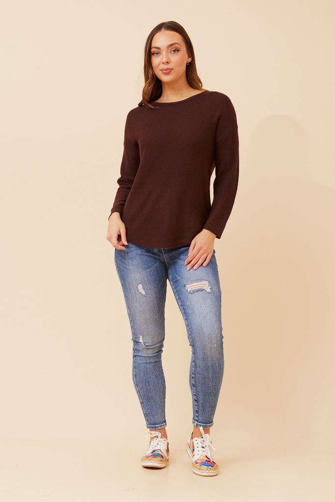 CKM - LONG SLEEVE PULLOVER WITH CURVED HEM