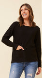 CKM - SLUB KNIT PULLOVER WITH DOUBLE POCKET DETAIL