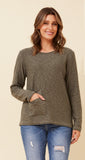 CKM - SLUB KNIT PULLOVER WITH DOUBLE POCKET DETAIL