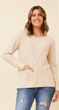 CKM - SLUB KNIT PULLOVER WITH DOUBLE POCKET DETAIL