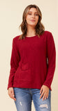 CKM - SLUB KNIT PULLOVER WITH DOUBLE POCKET DETAIL