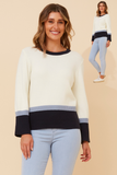 CKM - LONG SLEEVE COLOUR BLOCK PULLOVER