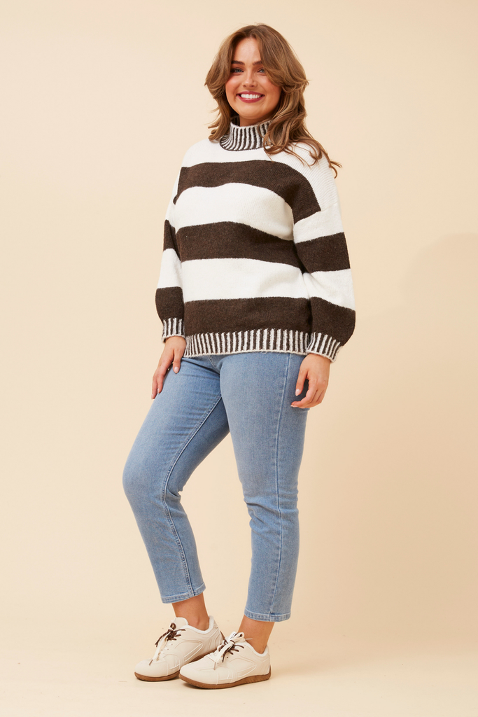 CKM - LONG SLEEVE STRIPE PATTERN PULLOVER