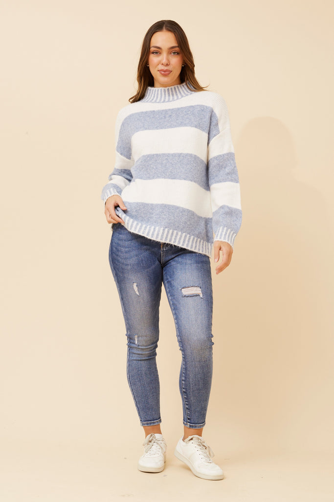 CKM - LONG SLEEVE STRIPE PATTERN PULLOVER