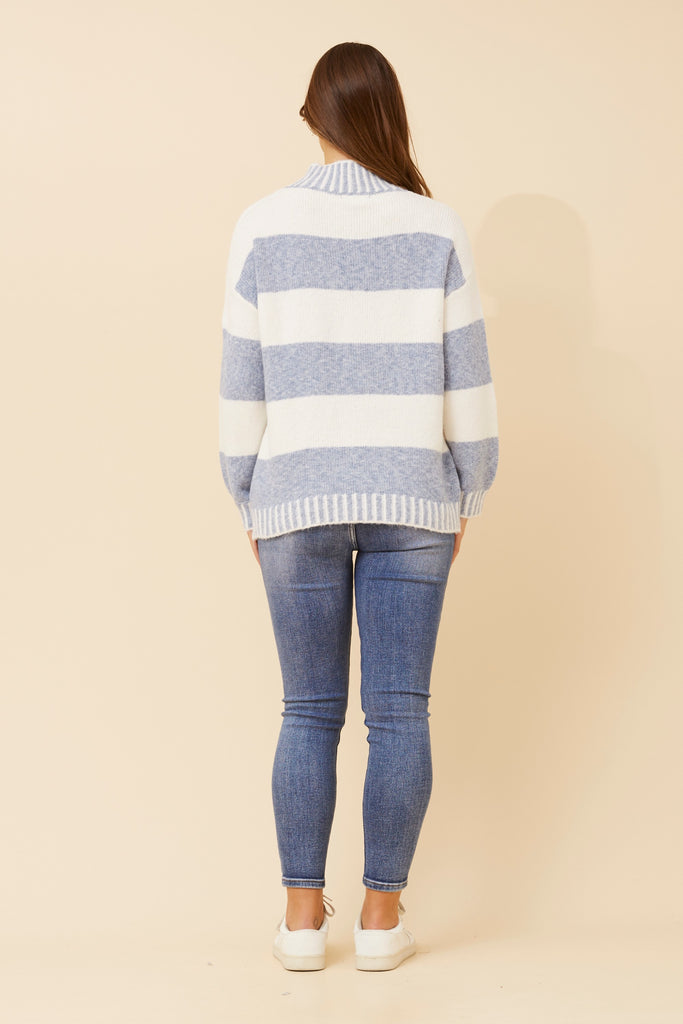 CKM - LONG SLEEVE STRIPE PATTERN PULLOVER