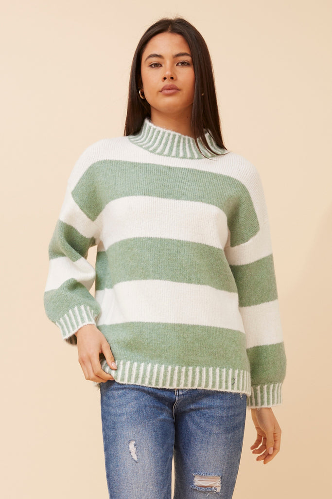 CKM - LONG SLEEVE STRIPE PATTERN PULLOVER