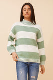 CKM - LONG SLEEVE STRIPE PATTERN PULLOVER